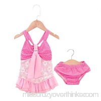 Cute 2pcs Kids Swimwear Pink Halter Swimsuit Baby Girls Dot Print Swimwear Ruffle Split Bathing Suit B07QGNBFXG